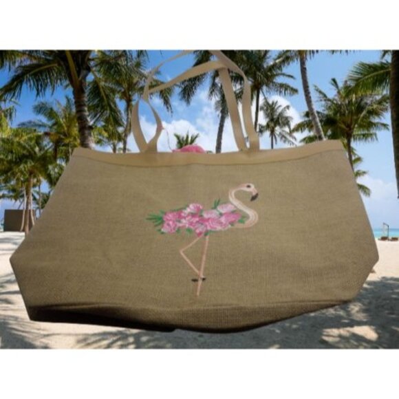 Handbags - Flamingo Rose Beach Bag Pink Tote Large Cruise Summer Theme Park Travel 20x16